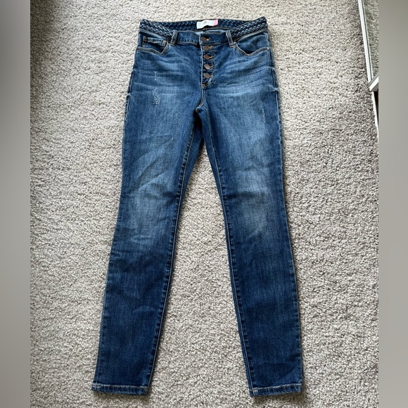 CAbi Denim - Cabi Button Fly Skinny Braided Waistband Jeans Size 8
